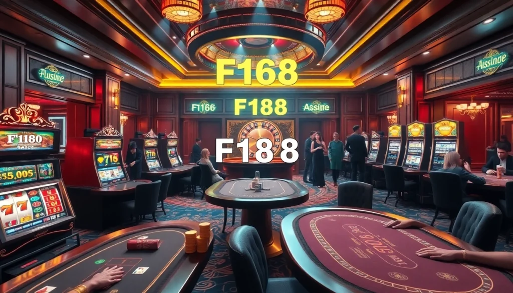 Experience the excitement of F168 at a luxurious casino with thrilling poker games and vibrant slot machines.