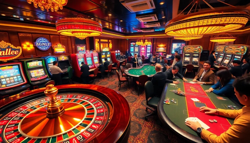 Kèo Nhà Cái 5 highlights the thrill of casino gaming with lively players at a roulette table.